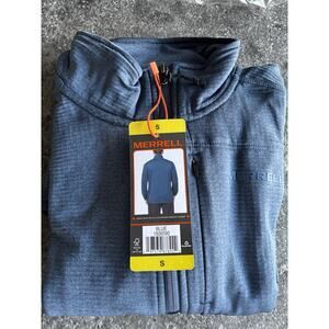 Merrell Men's 1/4 Zip Fleece Moisture Wicking Sweater, Blue Size Small New
